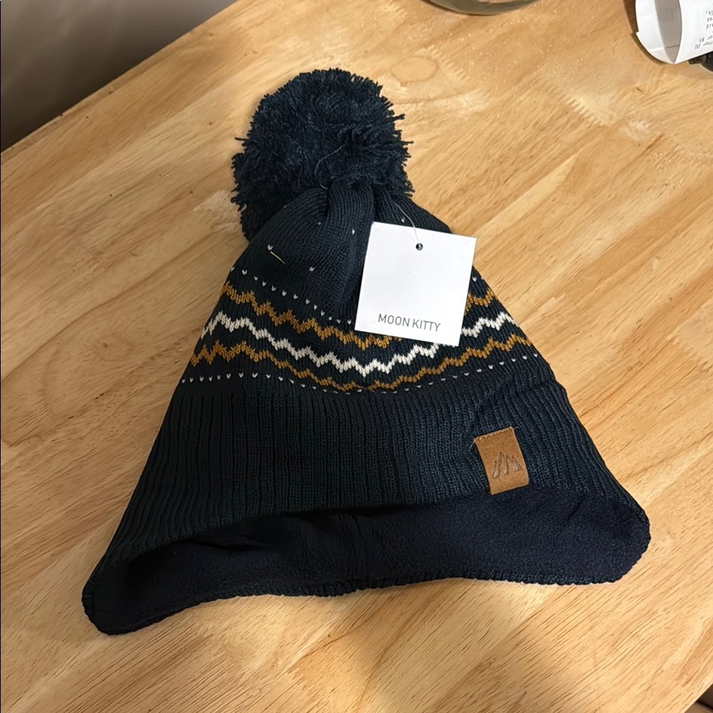 Navy Blue Pom-Pom Beanie for Kids